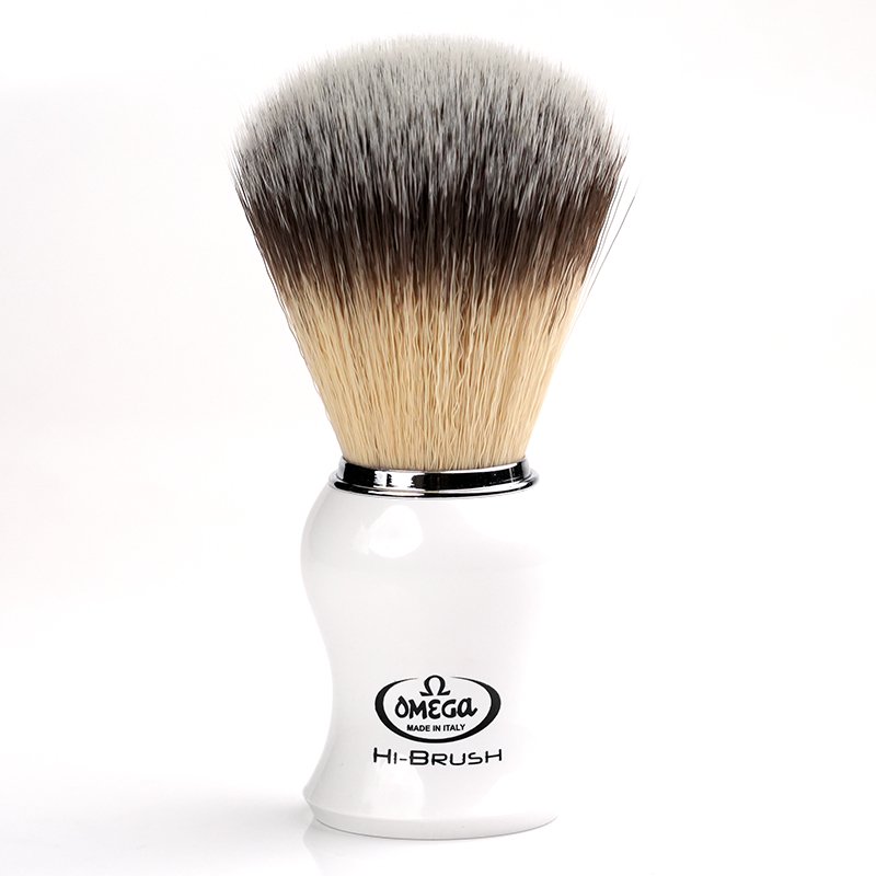 Omega Hi-Brush Fiber Shaving Brush | オメガ ハイブラシ ABS白 - 両刃カミソリ専門店 KOJAK RAZOR