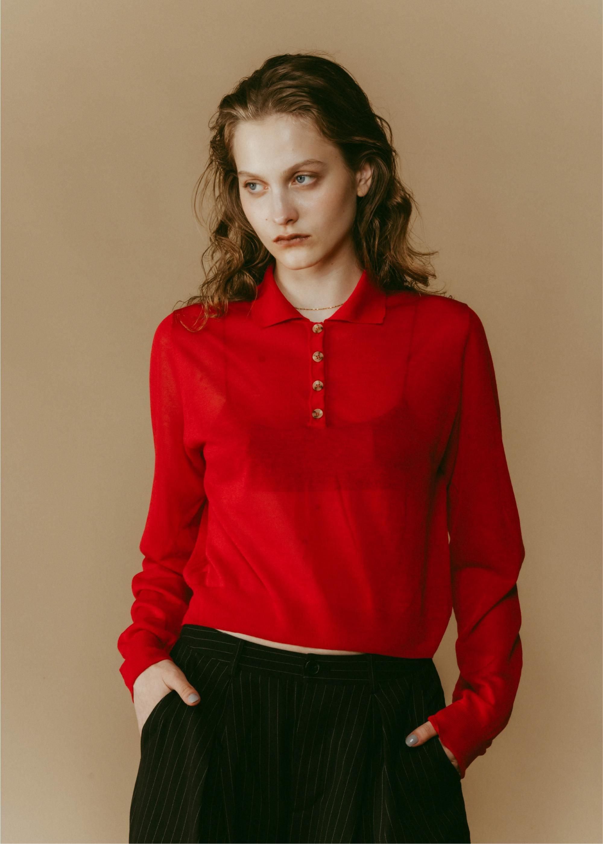 KNIT POLO TOP