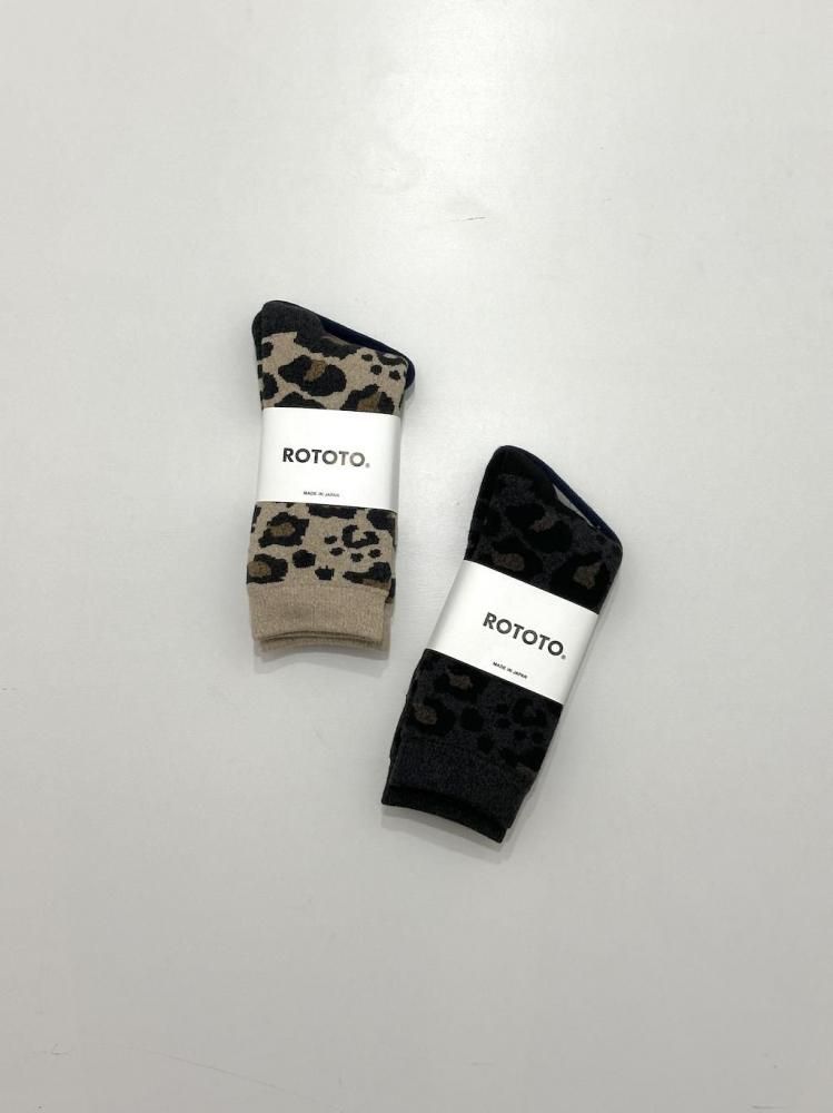 ROTOTO PILE LEOPARD CREW SOCKS
