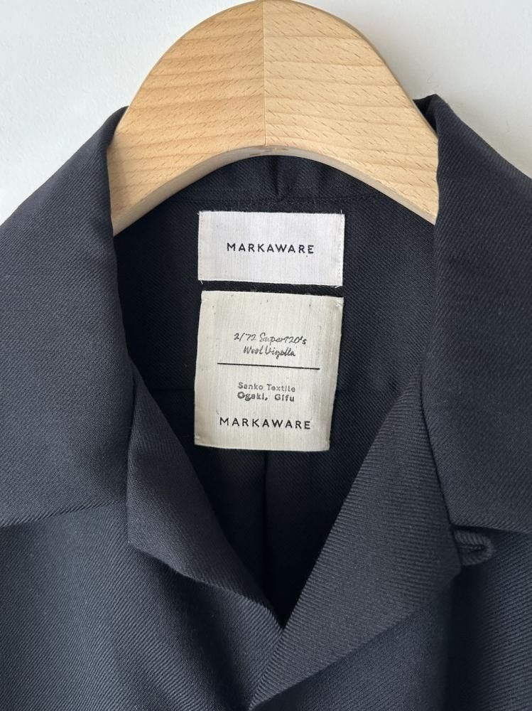 マーカ　24aw WOOL VIYELLA OPEN COLLAR SHIRT MARKAWARE 2/72 ORGANIC WOOL VIYELLA OPEN COLLAR SHIRT - GARDEN