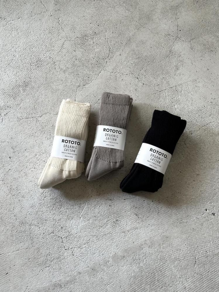 ROTOTO ORGANIC DAILY 3 PACK CREW SOCKS