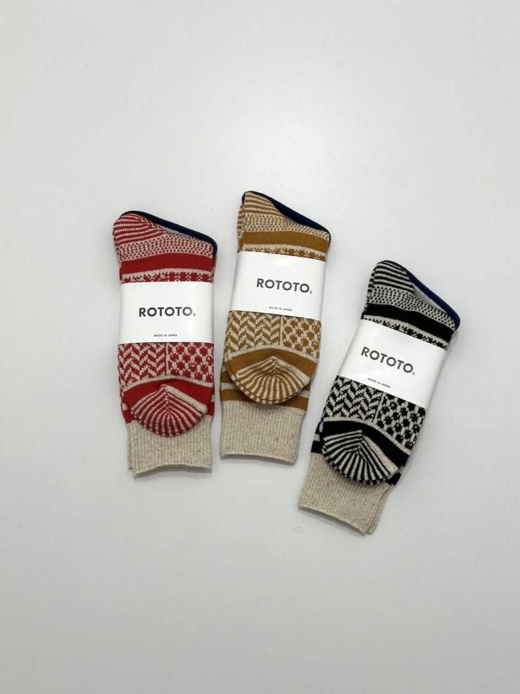 ROTOTO MULTI JACQUARD CREW SOCKS