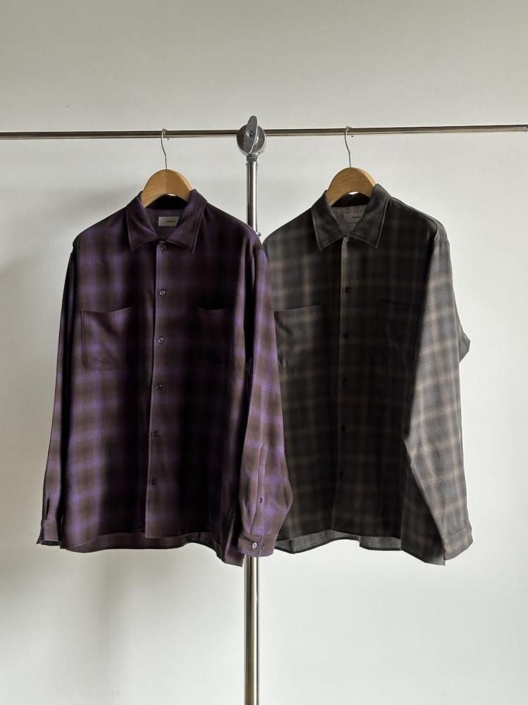 marka Super 140s 2/96 Wool Viyella Double Pocket Open Collar L/S Shirt