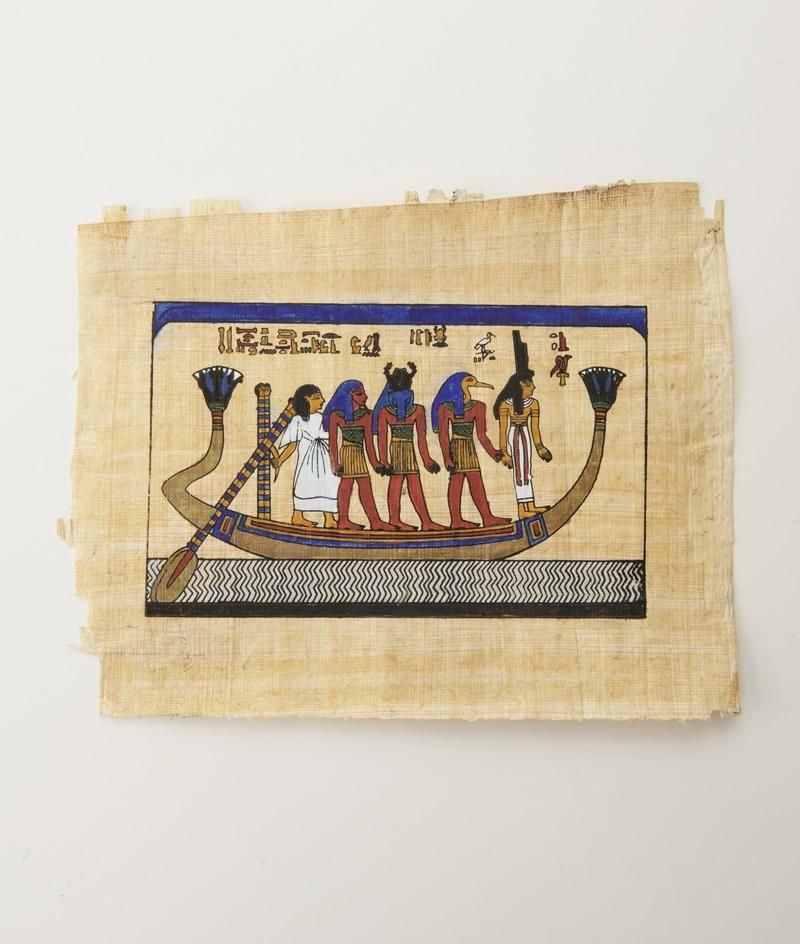 冥界を渡る舟のパピルス画（エジプト産） - エジプトや世界の聖