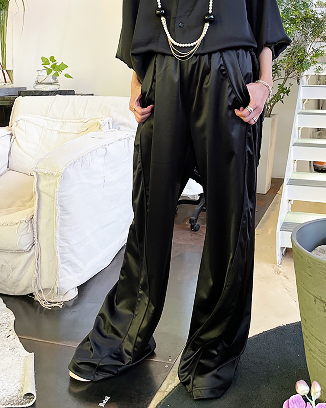 MM6 MAISON MARGIELA｜WIDE PANTS - S.CURVE STUDIO｜BLACK｜2023 