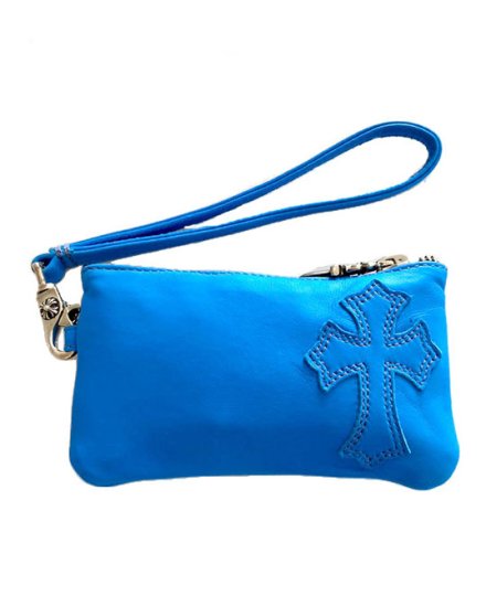 CHROME HEARTSWALLET ZPR CHG WRISTLET TINYNEON BLUE2023