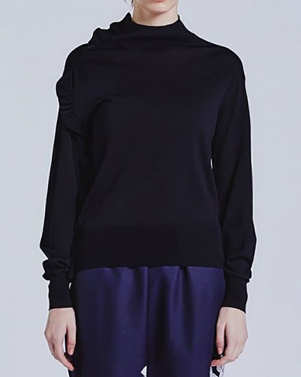 SOV.HIGH NECK FRILL DESIGN KNITBLACK2024SS