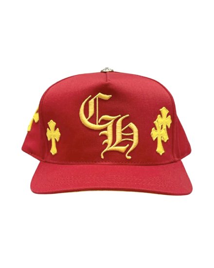 CHROME HEARTS5 PANEL BASEBALL CAP SCTTRD CEMETERY CROSSRED/YELLOW