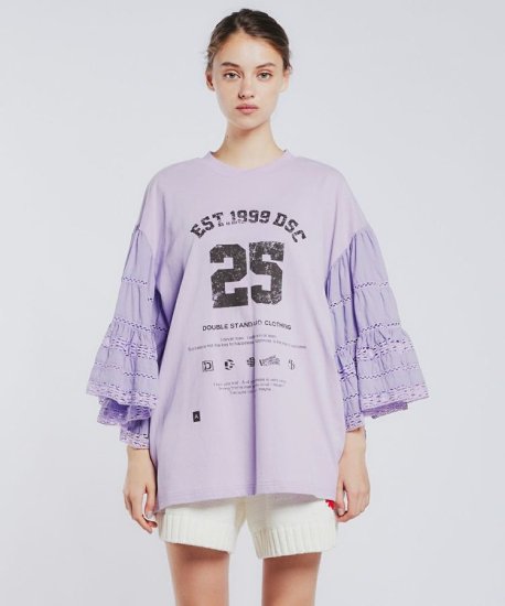 DOUBLE STANDARD CLOTHINGLACE GRAPHIC T-SHIRTLAVENDER2024SS