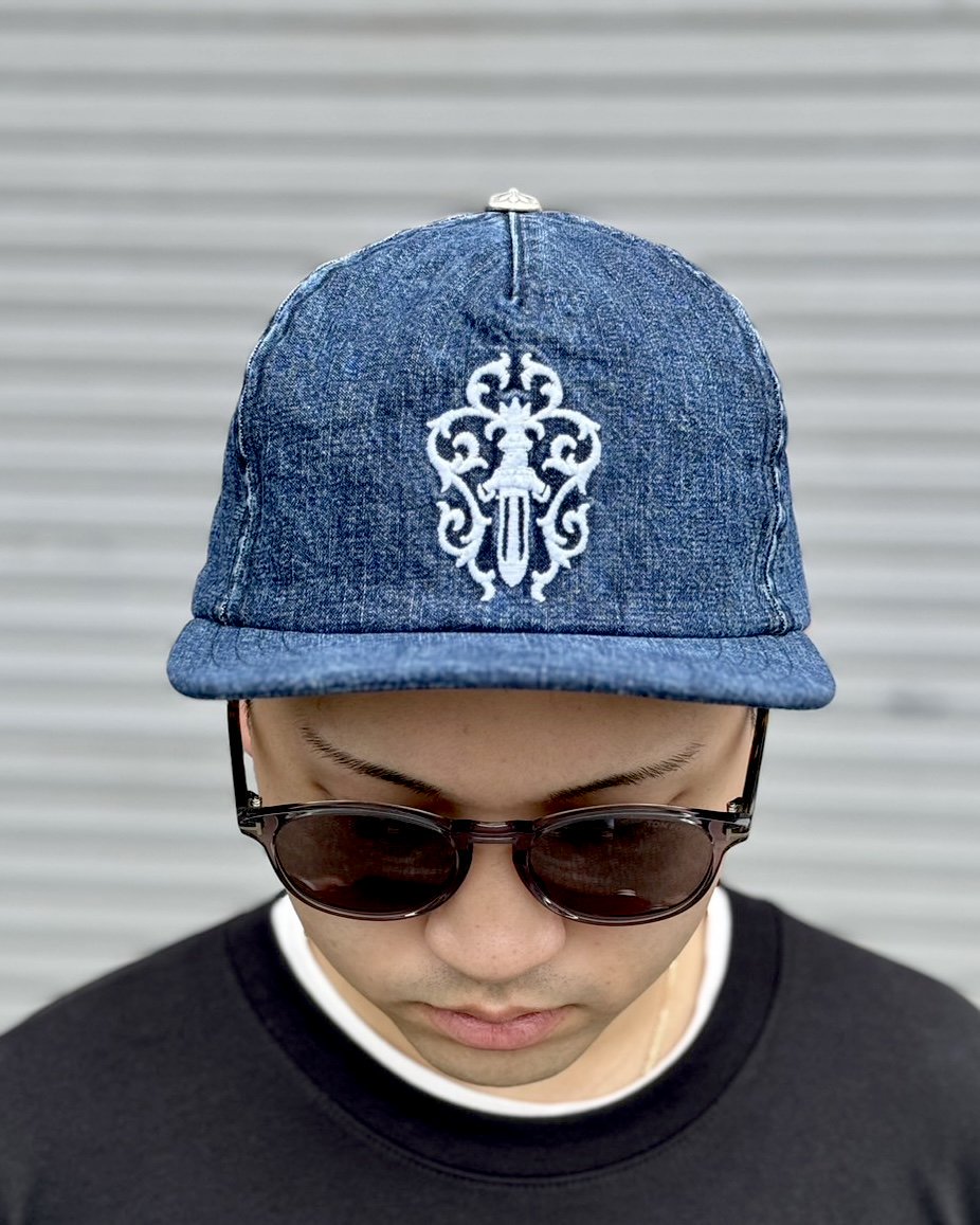 CHROME HEARTSSLOUCHY 5 PANEL GARAGE CAPWASH DENIM2024