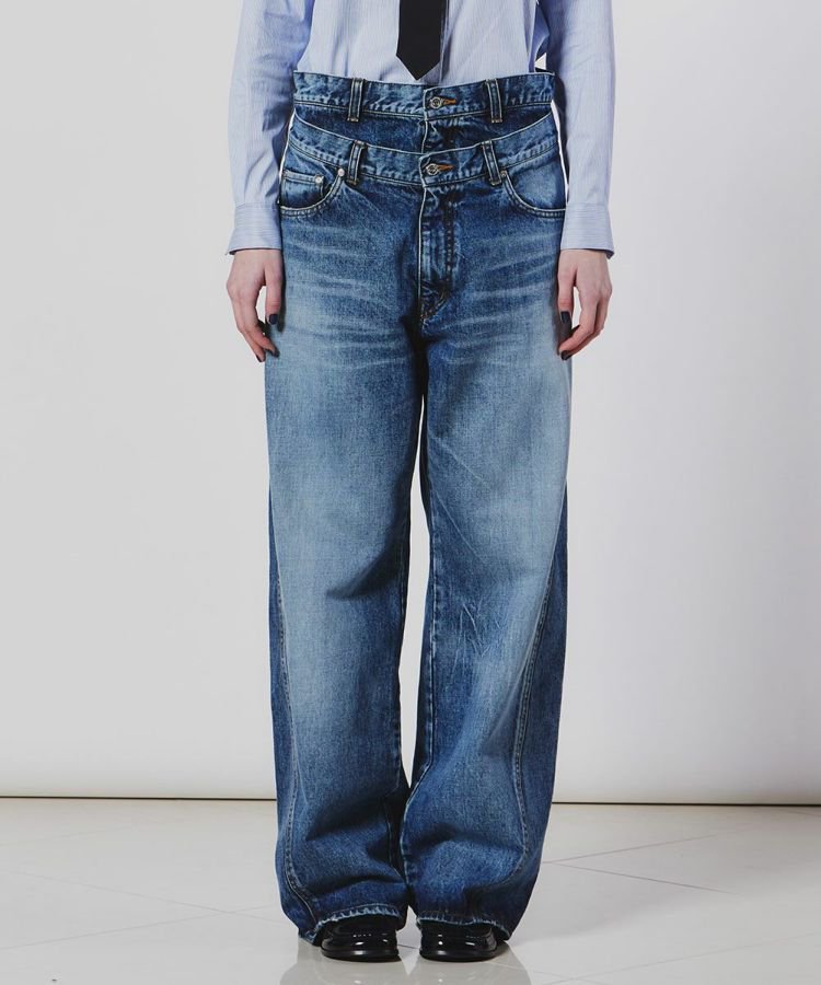 DOUBLE STANDARD CLOTHINGLAYERED DETAIL DENIM PANTSBLUE2024