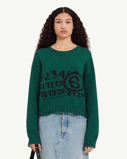 MM6 MAISON MARGIELALONG SLEEVE SWEATERGREEN/BLACK2024