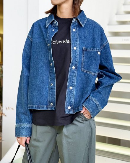 CALVIN KLEIN JEANSAR-CROP DAD DENIM SHIRTMID BLUE2024