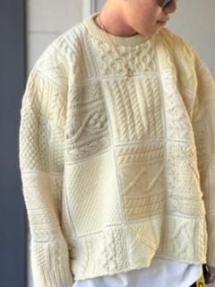 READYMADE｜PATCHWORK FISHERMAN CREW NECK KNIT｜WHITE｜2024