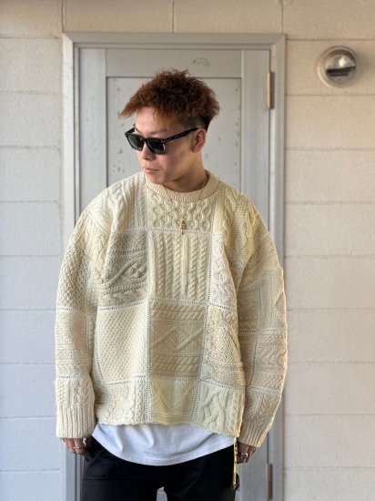 READYMADEPATCHWORK FISHERMAN CREW NECK KNITWHITE2024