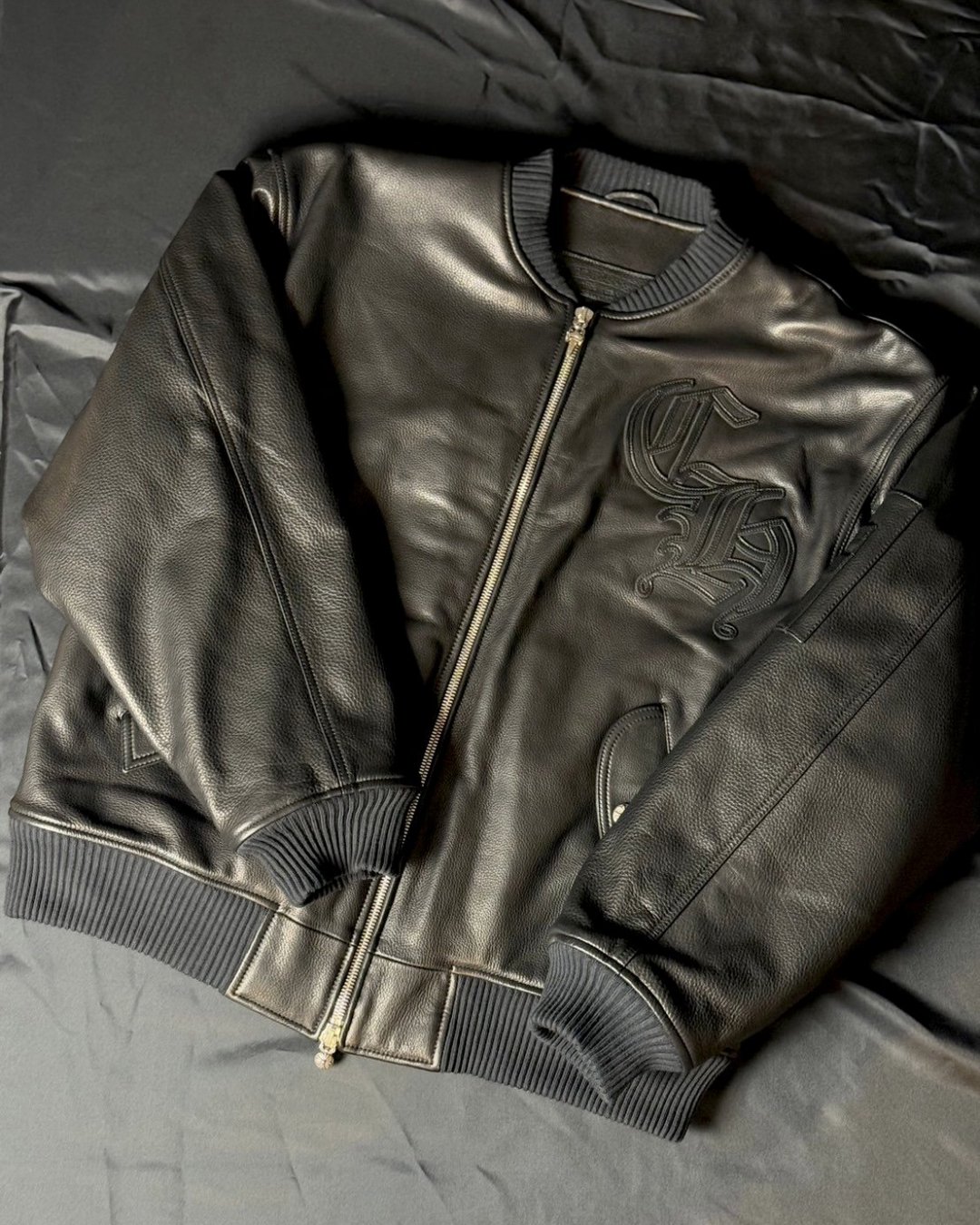 CHROME HEARTS  JACKET ON TARGETBLACK LEATHER 2024