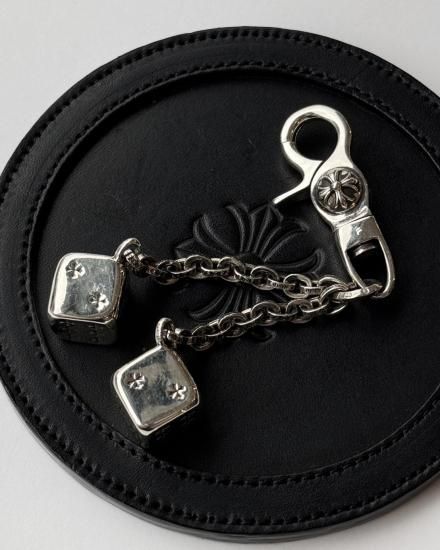 CHROME HEARTSSLV KEYRING DICE DOUBLE925 SILVER