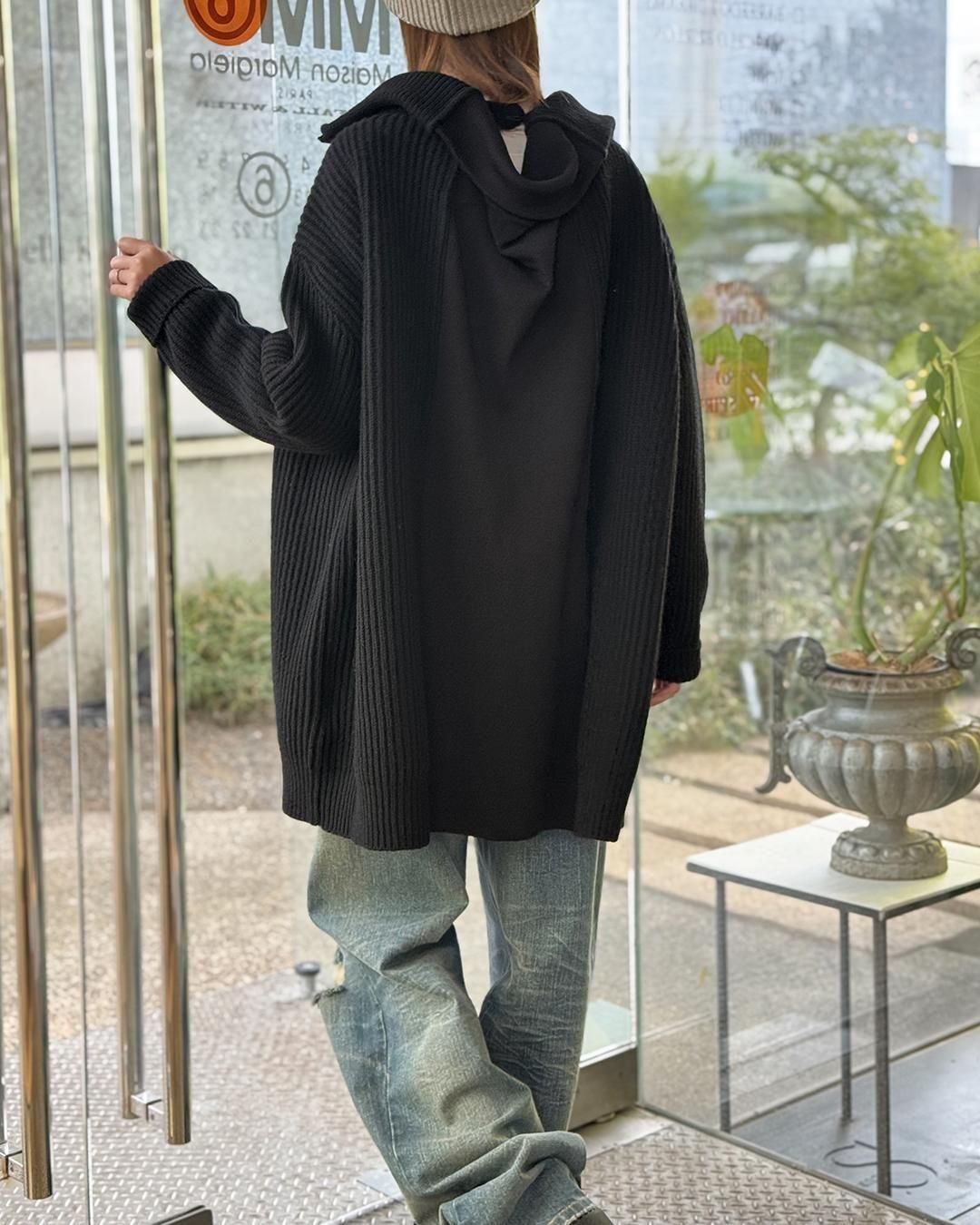 MM6 MAISON MARGIELA|ジップアップニット|ブラック|2025秋冬|正規 MM6 MAISON MARGIELA|ジップアップニット|ブラック|2025秋冬|正規