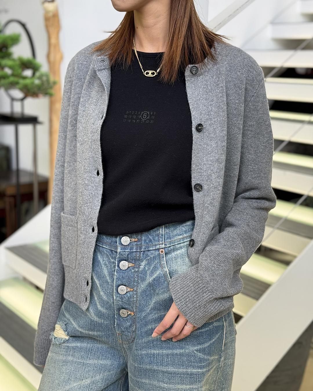 MM6 MAISON MARGIELA｜CARDIGAN｜GREY MELANGE｜2025秋冬｜正規