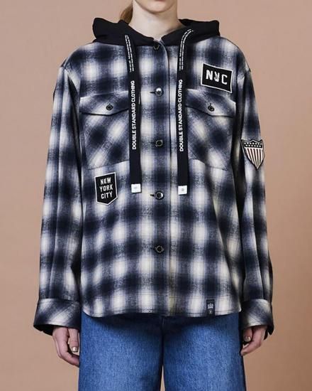 DOUBLE STANDARD CLOTHINGOMBRE CHECK OUTERBLACKOFF2025