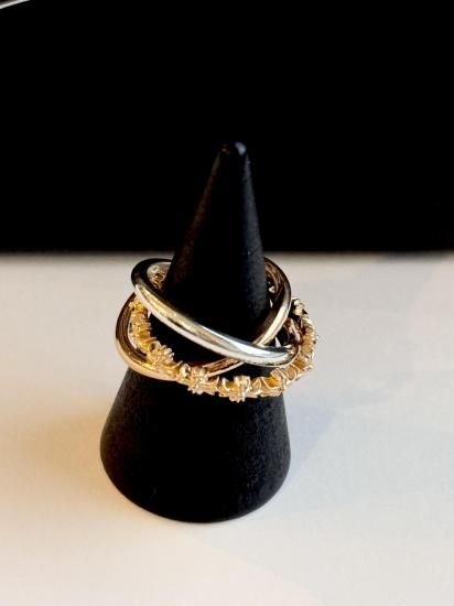 CHROME HEARTS22K SLV RING TINY CH PLUS BAND RING 