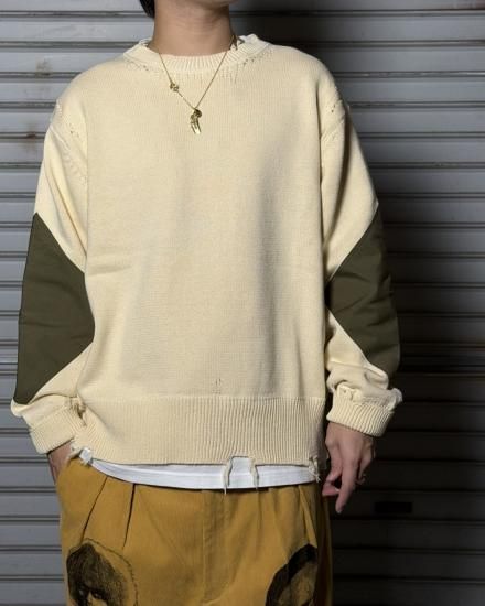 NEXUSVII | DAMAGED COTTON KNIT | BEIGE WHITE | 2025 