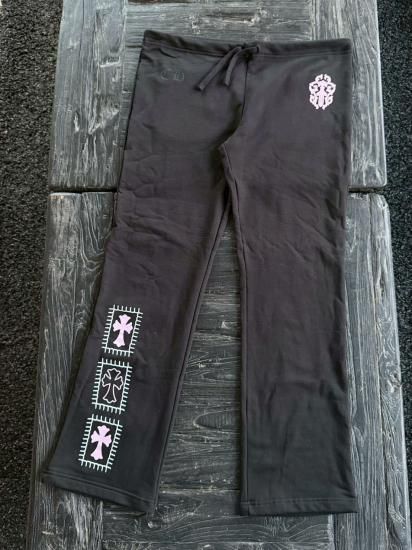 CHROME HEARTS��SWEAT PANTS  CH+JJS U OPEN BOTTOM JJS25-DD��BLACK