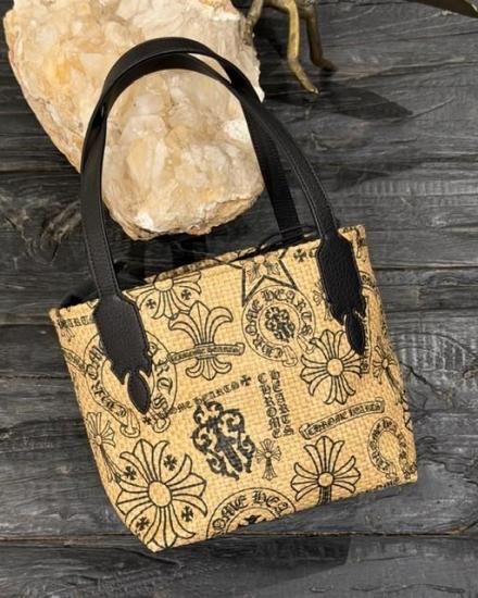 CHROME HEARTS ��BEACH BAG SMALL MULTI LOGO��NATURAL