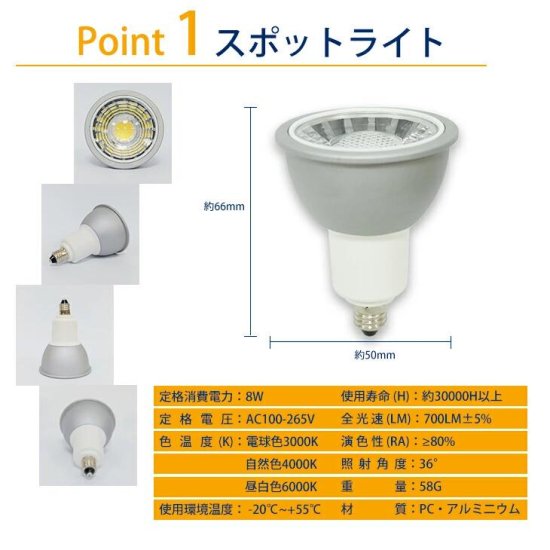 Luxourスポットライト【LED電球付き】ダクトレール用 70W形相当 E11