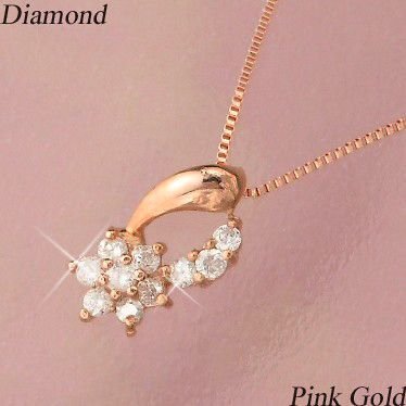 フラワー ネックレス 花モチーフ k18pg 4月誕生石 18金ピンクゴールド 計0.1ct 計0.1カラット 天然ダイヤモンド レディース 50代  40代 60代 30代 20代 女性用 - ギフトジュエリーのジュエルアウリィ公式サイト