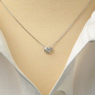 パヴェ ネックレス 天然ダイヤモンド 4月誕生石 k18wg 18金ホワイト