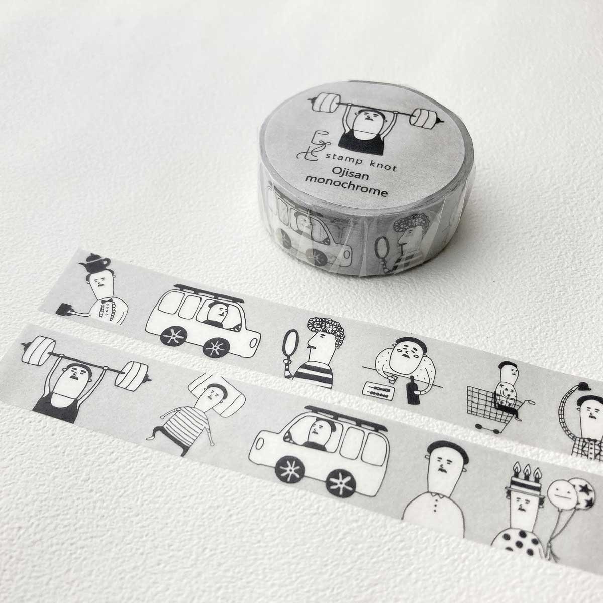 Creator Izu マスキングテープ おじさん モノクロ | 個性豊かなクリエイタースタンプから生まれた唯一無二のオリジナルマスキングテープ -  stamp knot - スタンプノット
