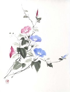We are selling original sumi-e (colorful paintings) of 