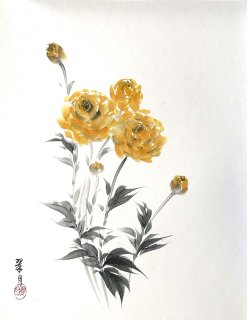 We are selling original sumi-e (colored paintings) of 