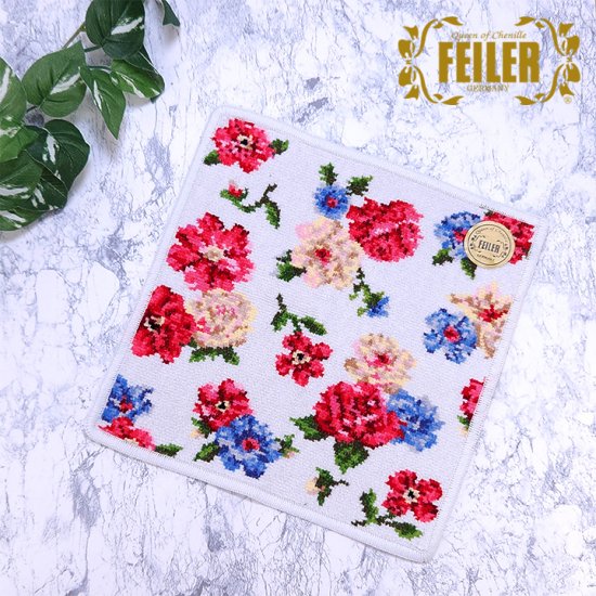 フェイラーFEILER タオルハンカチ PETIT BLUMEN プティブルーメン シルバーグレー/グレー 25cm 小売店限定デザイン  ※メール便対応 PTB25101