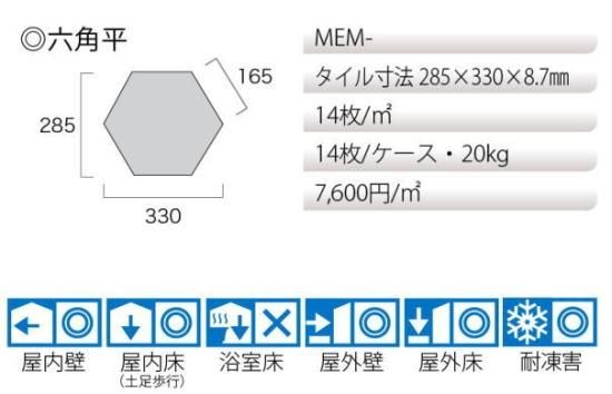 タイル 六角形 古代 エジプト 風 メンフィス ハニカム ヘキサゴン タイル アンティーク 天然石調 磁器質 六角 所 DIY 床 内装 吉祥紋 6角  330×285 - タイル通販タイルオンライン