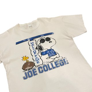 1980s!! "Peanuts" Joecool parody print T-shirt (size L)