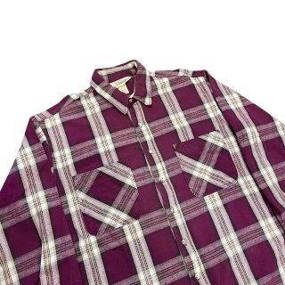 Made in USA!! 1980s ST.JOHNS BAY heavy flannel check shirt (size L-TALL)