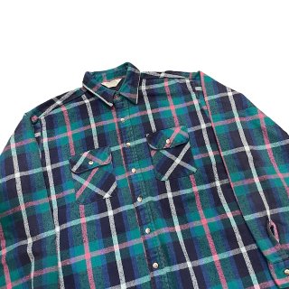 Made in USA!! 1980s FIVE BROTHER heavy flannel shirt (size XL-Tall)
