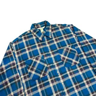 Made in USA!! 1980s ST.JOHNS BAY heavy flannel check shirt (size XL)