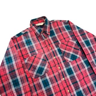 Made in USA!! 1980s BIG MAC heavy flannel check shirt (size L-TALL)