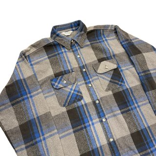 Made in USA!! 1980s FIVE BROTHER heavy flannel check shirt (size XL-Tall)