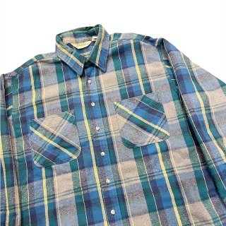 Made in USA!! 1980-90s ST.JOHN'S BAY heavy flannel check shirt (size XXL-Tall)