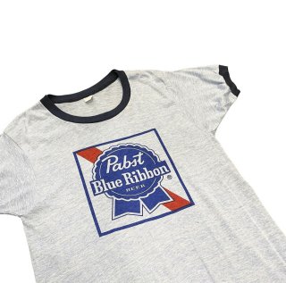 Deadstock!! Made in USA 1970s print T-shirt "Pabst Blue Ribbon" (Ź)