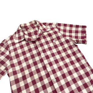 Made in USA!! 1950s "McGREGOR" cotton check S/S shirt