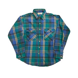 1990s!! FIVEBROTHER heavy flannel check shirt (size L)