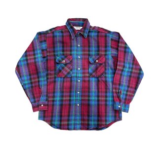 Made in USA!! 1980s "FIVE BROTHER" heavy flannel check shirt (Ź)