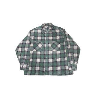 1960s!! Vintage "Pennleigh" print flannel check shirt (size L)