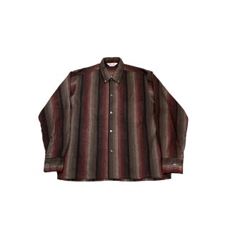 1960s!! "PILGRIM" Vintage print flannel stripe shirt (Ź)