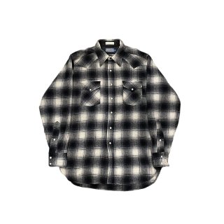 1970s!! Vintage "Pendleton" wool check western shirt (Ź)